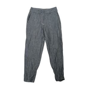 Poetry Navy Blue Linen and Wool Blend High Rise Tapered Leg Pants 6